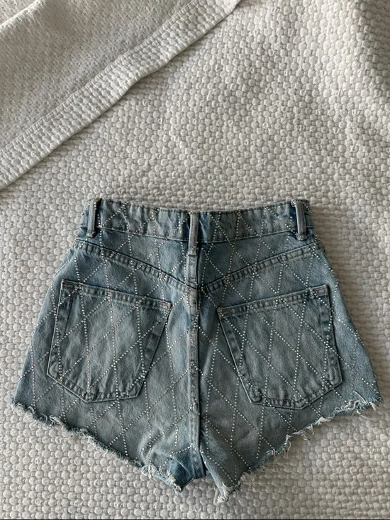 Zara Rhinestone Curved Shorts - Picture 5 of 6